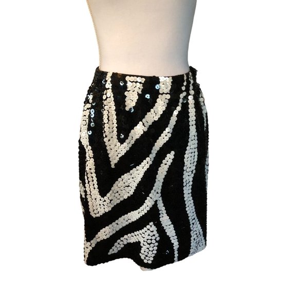 Vintage Cedars Skirt Womens M New with Defects Sequined Black Cream - Picture 5 of 16